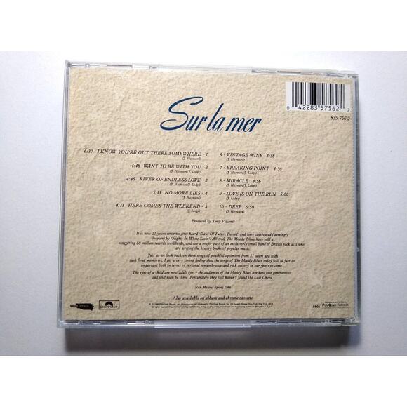 Sur La Mer by The Moody Blues 1990 CD Album Pop Classic Rock - Picture 3 of 3